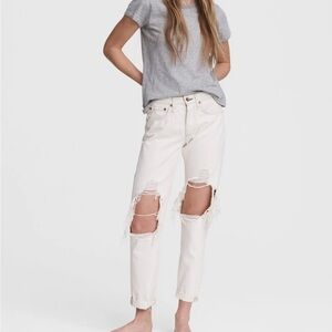 rag & bone Rosa Mid-Rise Boyfriend Jeans in Ecru